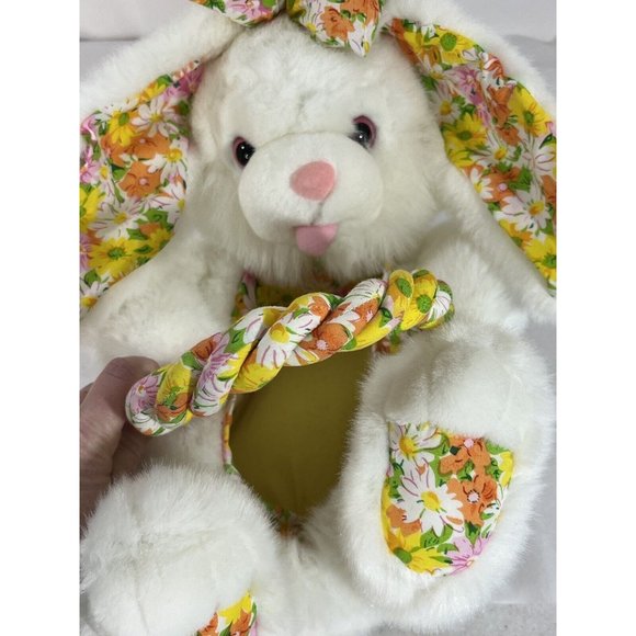Vintage Kids Of America Plush Bunny Rabbit Easter Basket Polka Dots Floral Daisy - Picture 16 of 16